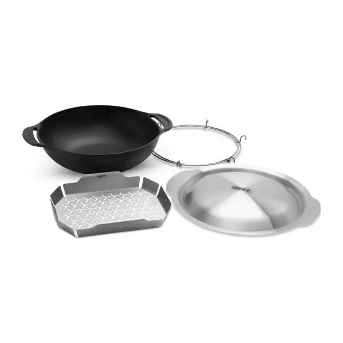 Weber Wok Crafted con Cestello per Cottura a Vapore Ghisa Smaltata 5.7 Litri