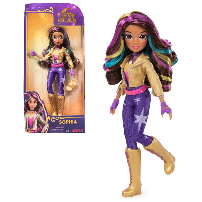 Spin Master, Bambola Sophia Unicorn Academy, Capelli Arcobaleno, con Accessori, 24 cm