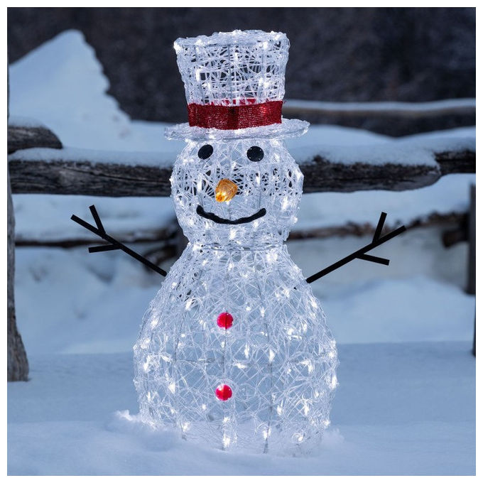 Lotti Pupazzo di Neve 3D 70cm Acrilico Morbido Bianco Caldo-Freddo