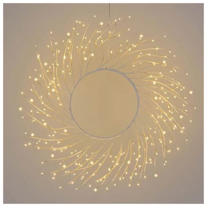 Lotti, Corona Tiglio Bianco, Ø60cm, 260 MicroLED, Bianco Caldo - Yeppon