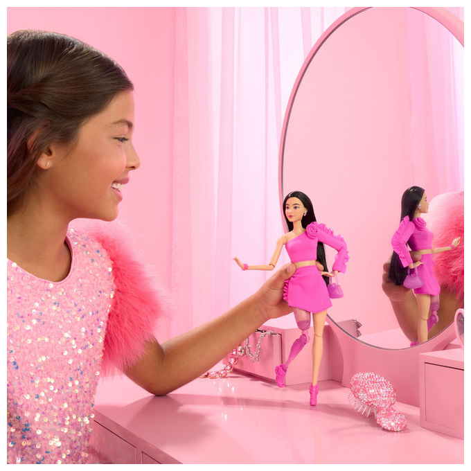 Barbie, Bambola Moda, Multicolore, Con Gamba Protesica Glitterata