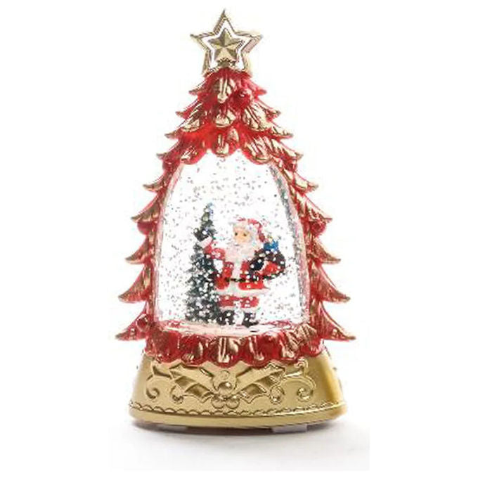 Mercury Albero Decorativo Natalizio in Plastica con Acqua e Luci a Batteria 9x5x15 cm Colori Assortiti