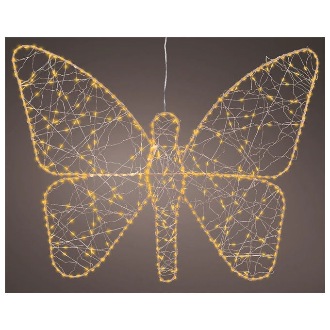 Kaemingk Farfalla Decorativa Illuminata 400 LED Oro Luce Bianco Caldo 43 cm