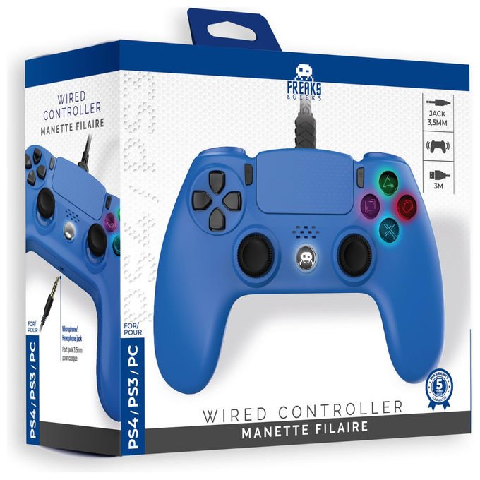 Freaks and Geeks Controller Cablato Blu per PS4 Cavo 3m