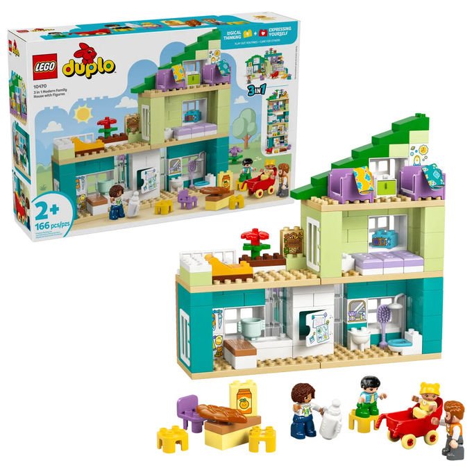 Lego, Duplo Casa Familiare Moderna 3 in 1 con Personaggi, Set costruzioni, 10470