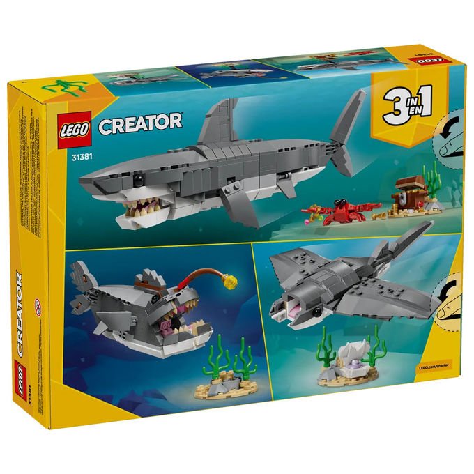 Lego, Creator Squalo Feroce con Scrigno del Tesoro, 31381