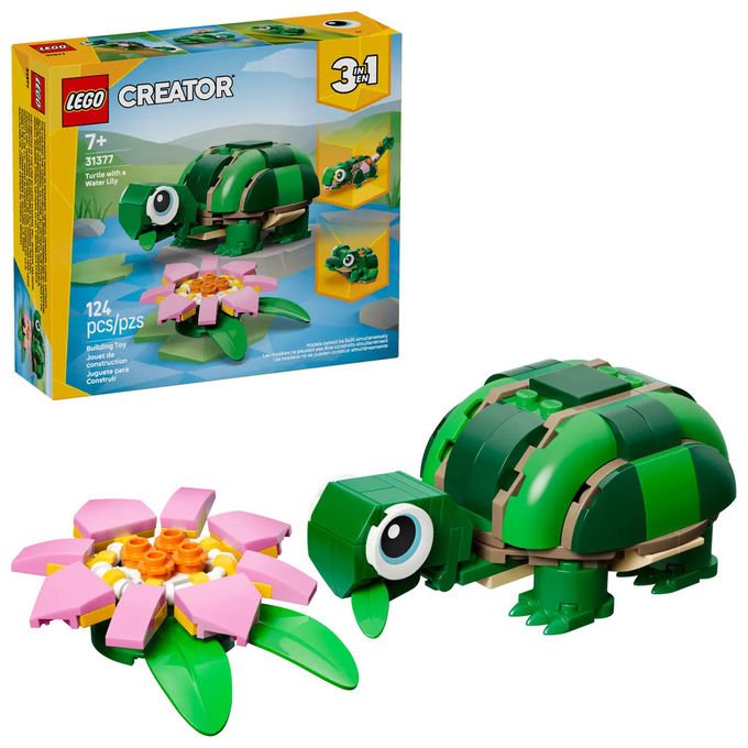 Lego, Tartaruga con Fiore di Ninfea 3 in 1, Set costruzioni, 124 pz, Creator 31377