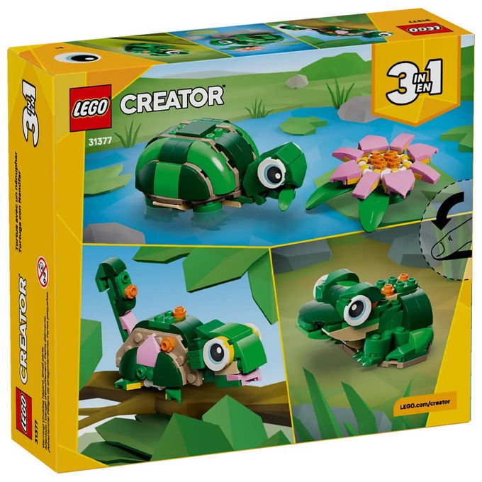 Lego, Tartaruga con Fiore di Ninfea 3 in 1, Set costruzioni, 124 pz, Creator 31377