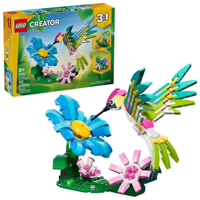 Lego, Creator 3 in 1 Animali Selvatici, Colibrì Colorato, Set Costruzioni 31384