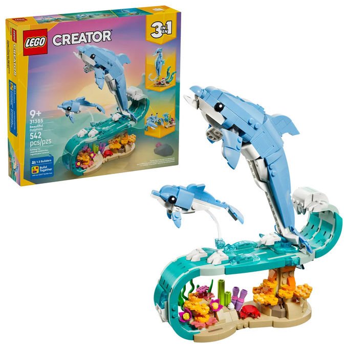 LEGO, Creator 3in1 Animali Marini, Meravigliosi Delfini, Set di Costruzione 31385