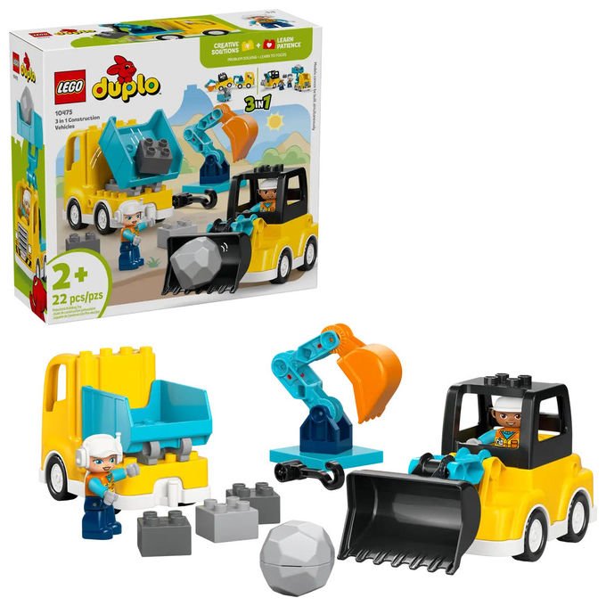 LEGO, Veicoli da Cantiere 3 in 1 DUPLO 10475, Set costruzioni, +2 Anni