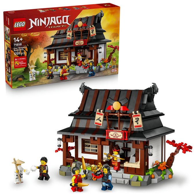 LEGO, Ninjago La Bottega delle Quattro Armi, 15° Anniversario, Playset, 1259 Pezzi, 71858