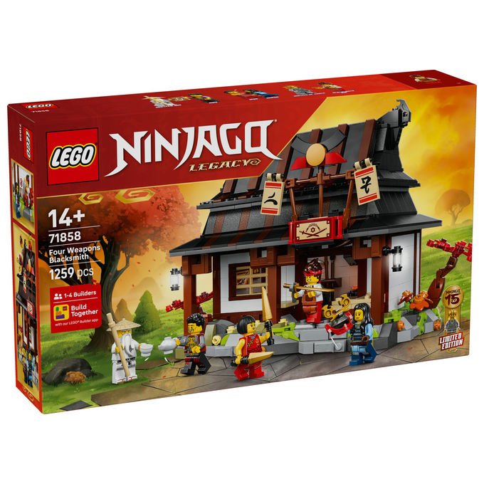 LEGO, Ninjago La Bottega delle Quattro Armi, 15° Anniversario, Playset, 1259 Pezzi, 71858