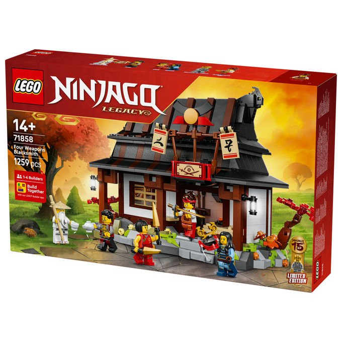 LEGO, Ninjago La Bottega delle Quattro Armi, 15° Anniversario, Playset, 1259 Pezzi, 71858