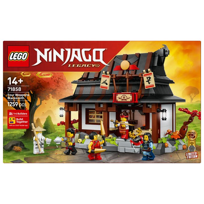 LEGO, Ninjago La Bottega delle Quattro Armi, 15° Anniversario, Playset, 1259 Pezzi, 71858