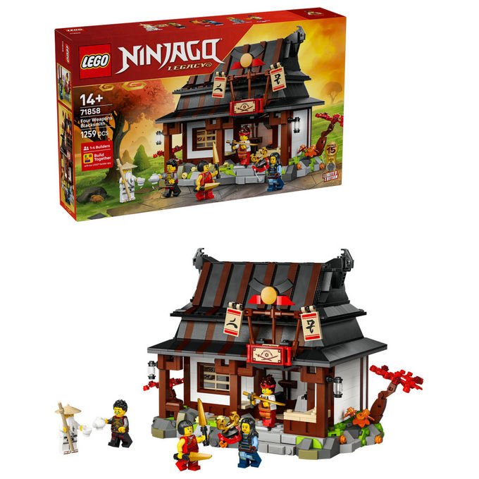 LEGO, Ninjago La Bottega delle Quattro Armi, 15° Anniversario, Playset, 1259 Pezzi, 71858