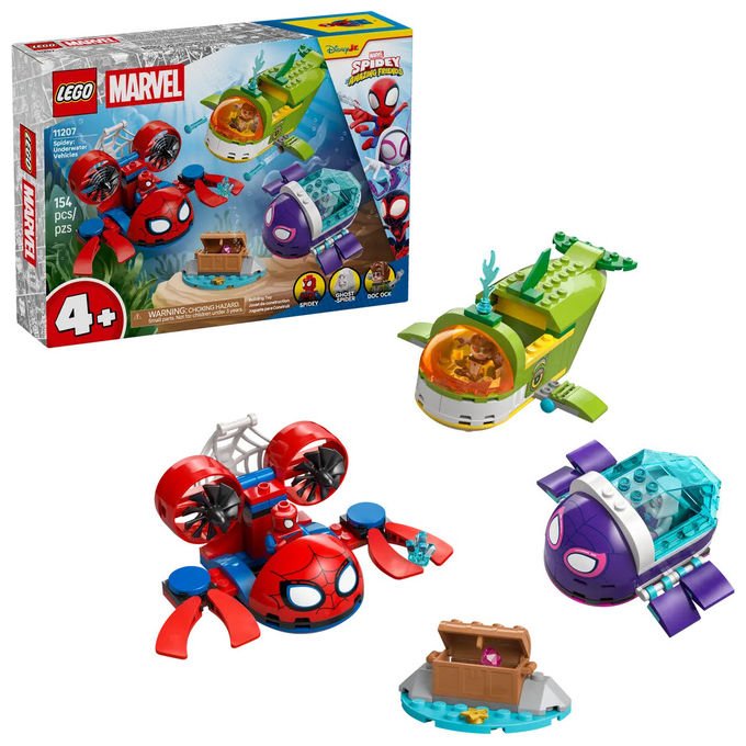 Lego, Marvel Super Heroes Spidey, Veicoli Subacquei, Playset costruibile, 4+ anni, 154 pezzi