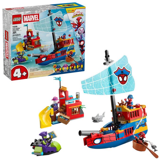Lego, Team Spidey Nave Pirata, 201 Pezzi, Marvel Super Heroes, 11208
