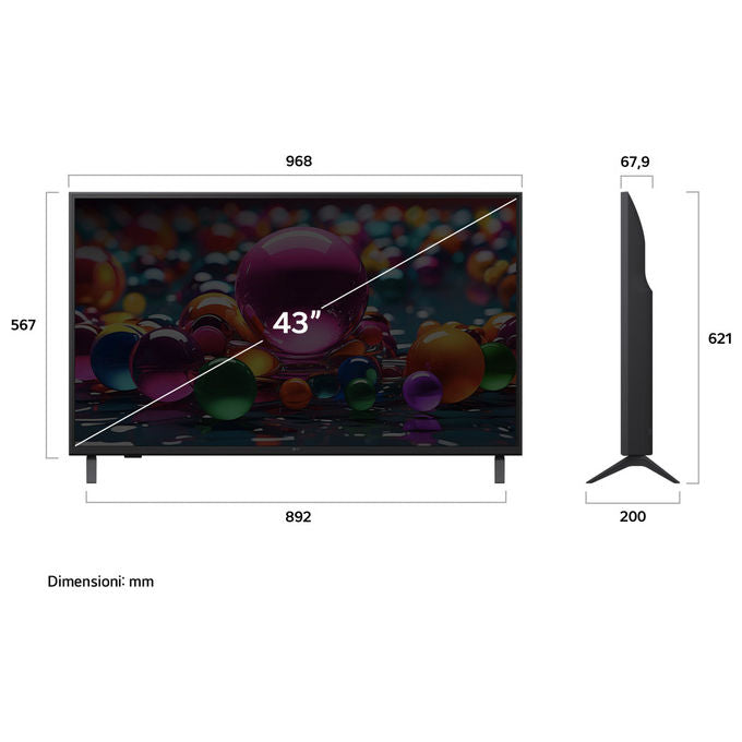 LG 43UA74006LB Tv Led 43 Pollici 4K Uhd Smart Tv Webos Processore α7 Gen8