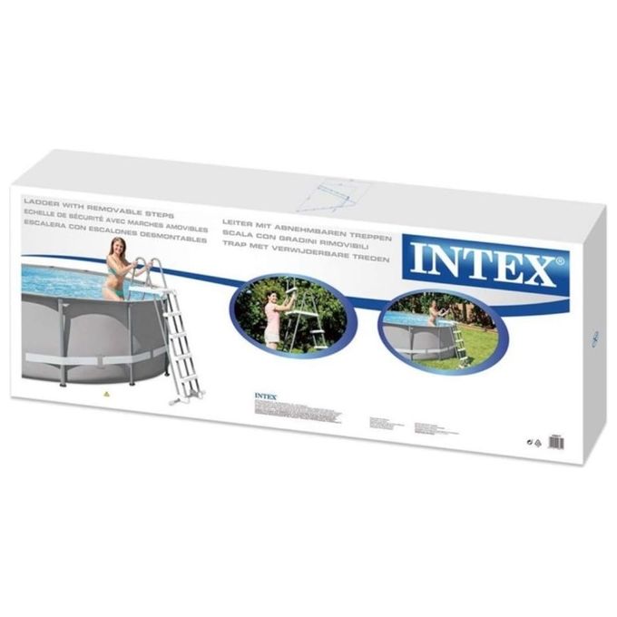 Intex 28074 Scaletta Doppia con Gradini Staccabili, l.2, Grigio, 132 cm