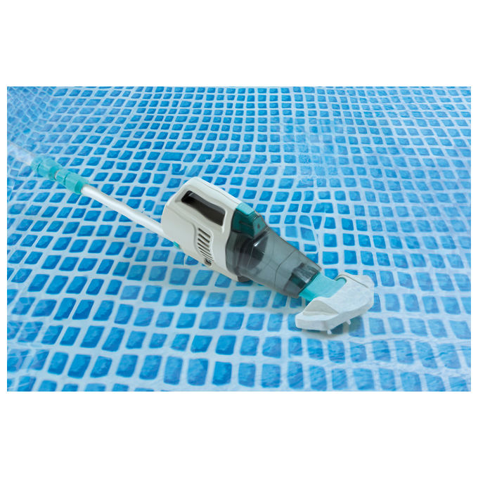 Intex ZR200 28628 Aspirapolvere Ricaricabile per Piscine e Spa Asta 280 cm 2 Testine 100 min autonomia colore Blu Bianco