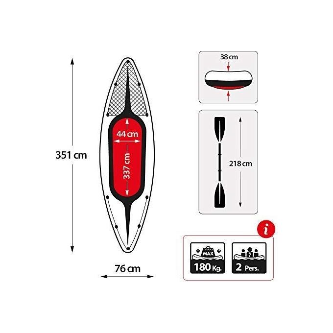Intex Canoa Challenger k2 Gonfiabile cm 351x76x38 2 posti