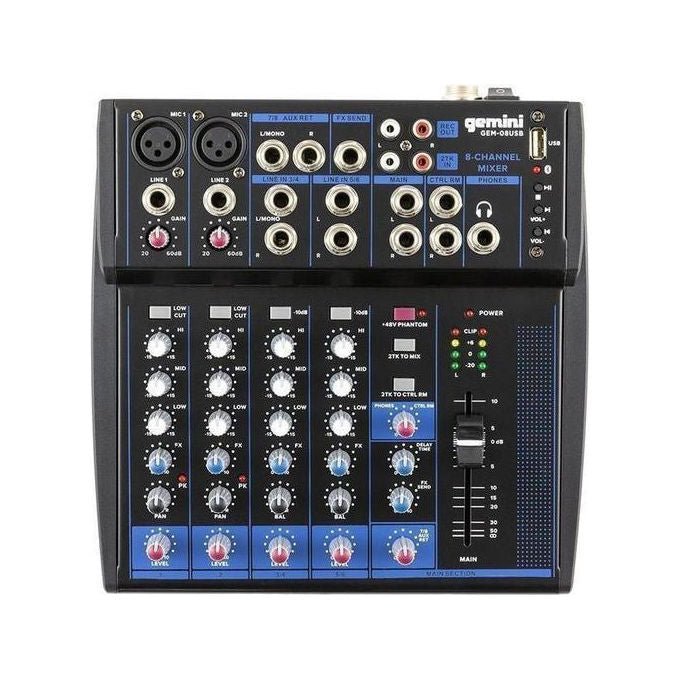 Gemini Mixer Audio 8 Canali Nero GEM-08USB
