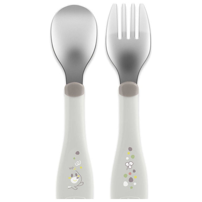 Chicco Set Posate per Bambini Acciaio Inox Grigio 18+ Mesi