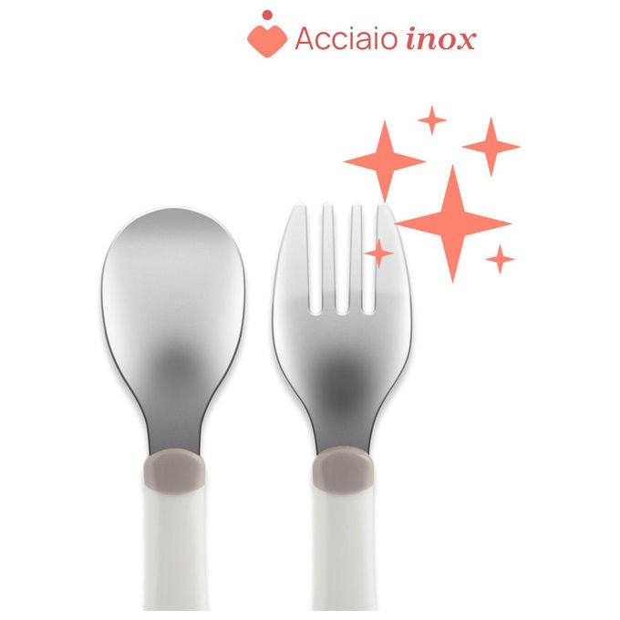 Chicco Set Posate Inox 18m+ Posate per Bambini Acciaio Inossidabile Rosa