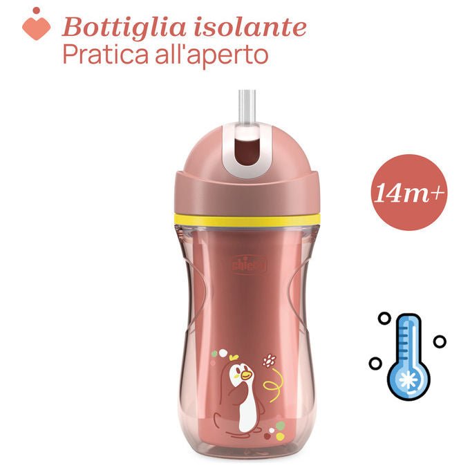 Chicco Tazza Termica Sport Antigoccia con Cannuccia in Silicone 14+ Mesi Rosa