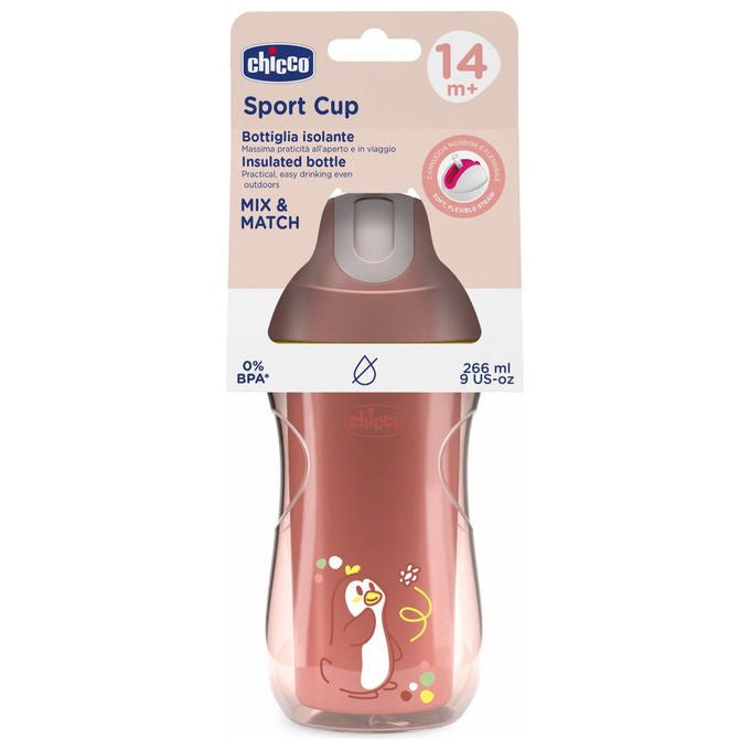 Chicco Tazza Termica Sport Antigoccia con Cannuccia in Silicone 14+ Mesi Rosa