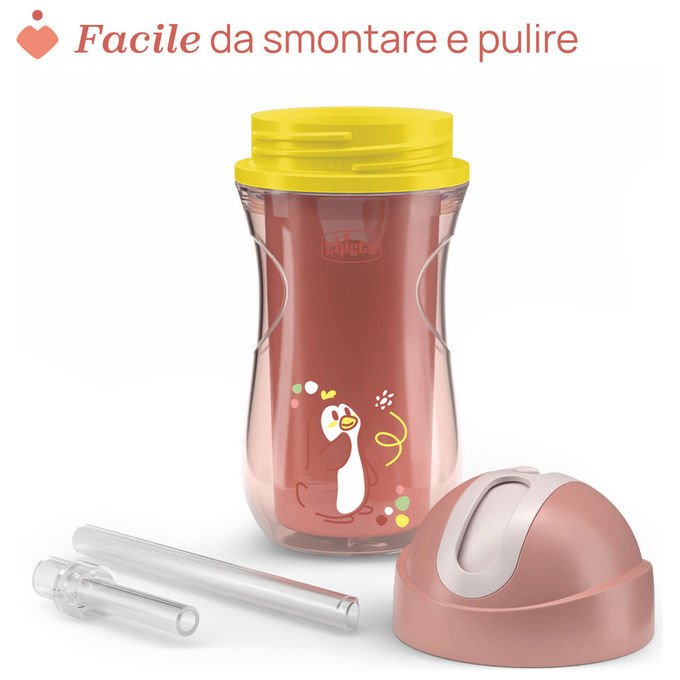 Chicco Tazza Termica Sport Antigoccia con Cannuccia in Silicone 14+ Mesi Rosa