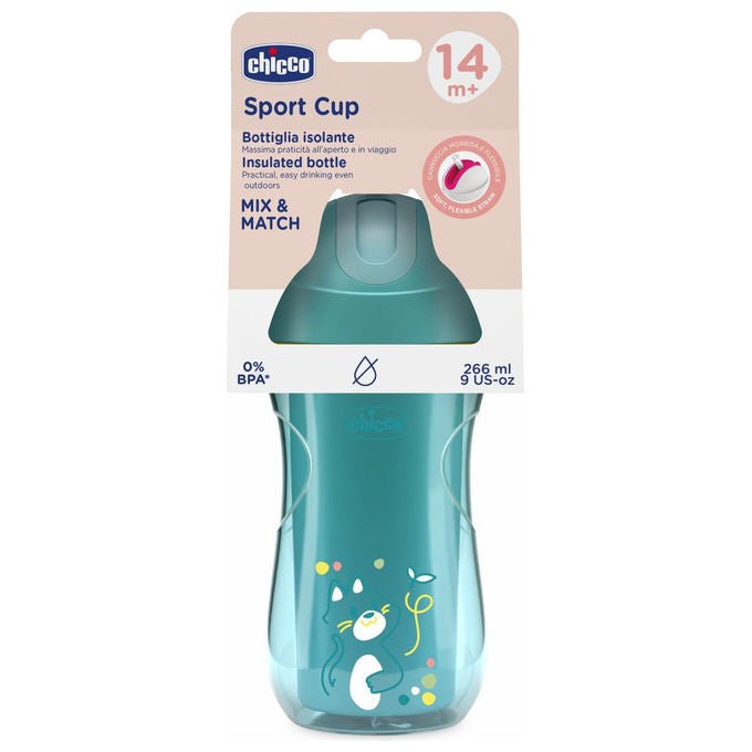 Chicco Tazza Sport Antigoccia con Cannuccia in Silicone 14+ Mesi Turchese