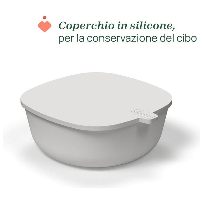 Chicco Ciotola Pappa con Coperchio 6m+ Grigia Impilabile Senza Bpa