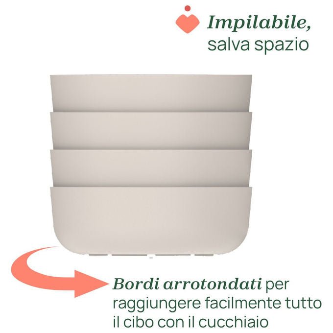 Chicco Ciotola Pappa con Coperchio 6m+ Grigia Impilabile Senza Bpa