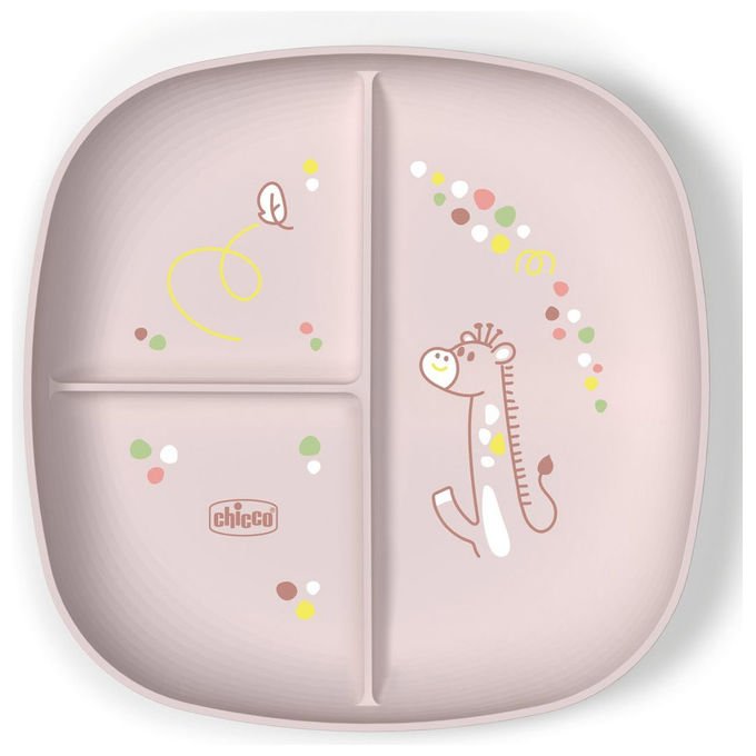 Chicco Piatto per Bambini Rosa 12m+ Con 3 Scomparti Utilizzabile in Microonde