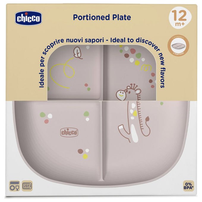 Chicco Piatto per Bambini Rosa 12m+ Con 3 Scomparti Utilizzabile in Microonde