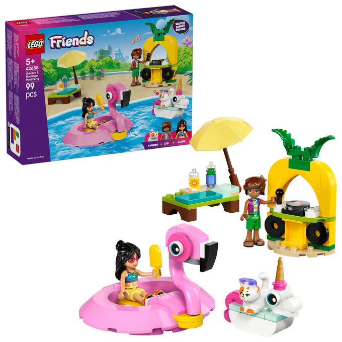 LEGO Pool Party con Unicorno e Fenicottero Set Costruzioni 99 Pezzi