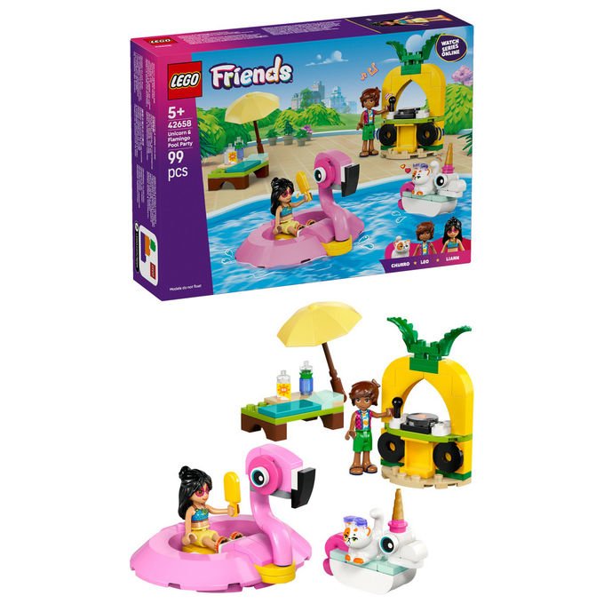 LEGO Pool Party con Unicorno e Fenicottero Set Costruzioni 99 Pezzi