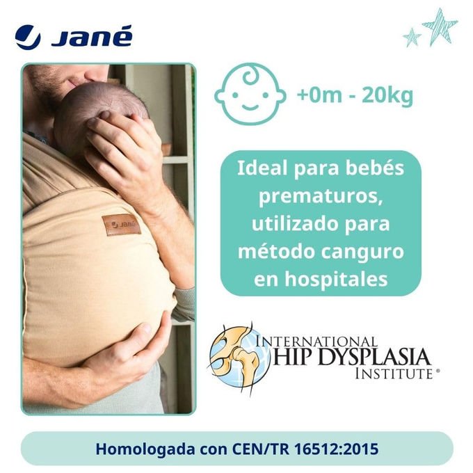 Jané, Fascia Porta Bebe' Elastica Cocoon, Beige, Con Borsa, Fino a 20 kg