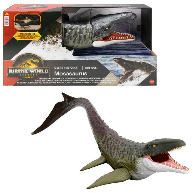 Mattel Jurassic World Mosasauro Super Colossale JGB51 Dinosauro Snodato Multicolore