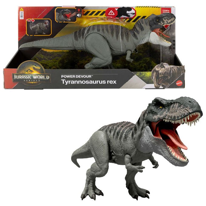 Mattel Tyrannosaurus Rex Power Devour Jurassic World Action Figure con Suono 21 cm