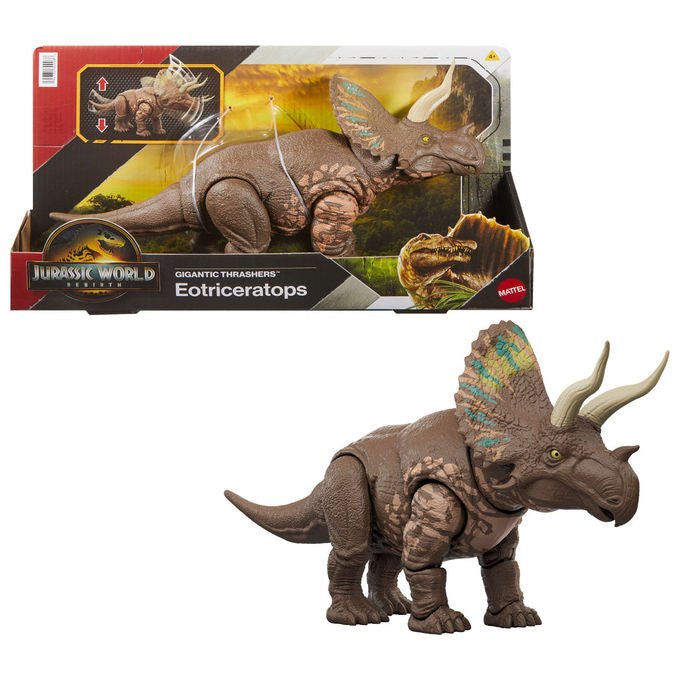 Mattel Jurassic World Eotriceratops Action Figure Gigante con Funzione Attacco