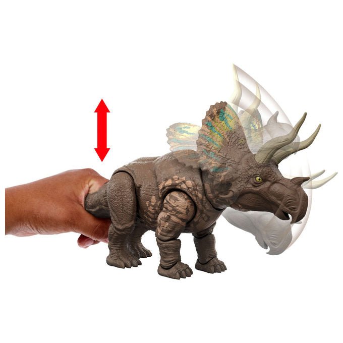 Mattel Jurassic World Eotriceratops Action Figure Gigante con Funzione Attacco