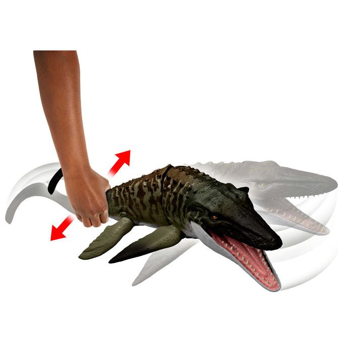 Mattel Jurassic World Mosasauro Morso Letale con Mini Dilosauro Action Figure