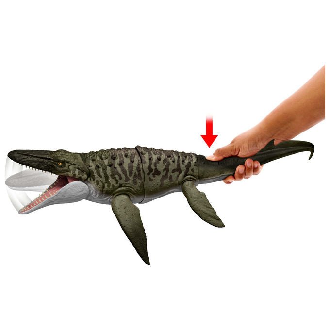 Mattel Jurassic World Mosasauro Morso Letale con Mini Dilosauro Action Figure
