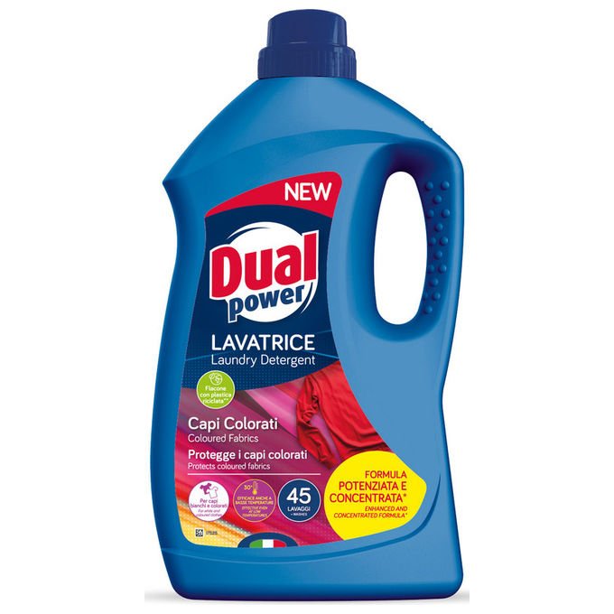 Dual Power Detersivo Lavatrice Liquido Capi Colorati 1.8 Litri 45 Lavaggi