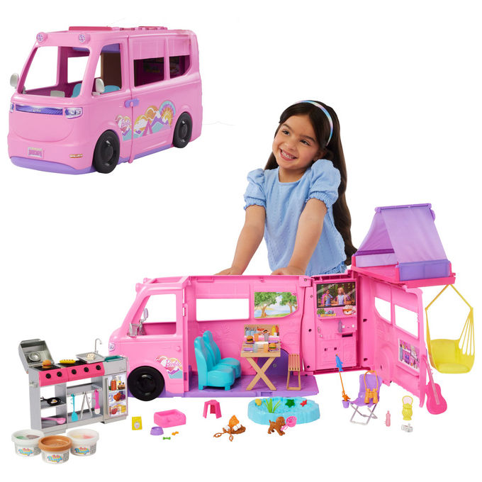 Barbie Camper Dei Sogni HRJ78 Con 7 Aree Gioco e 60+ Accessori