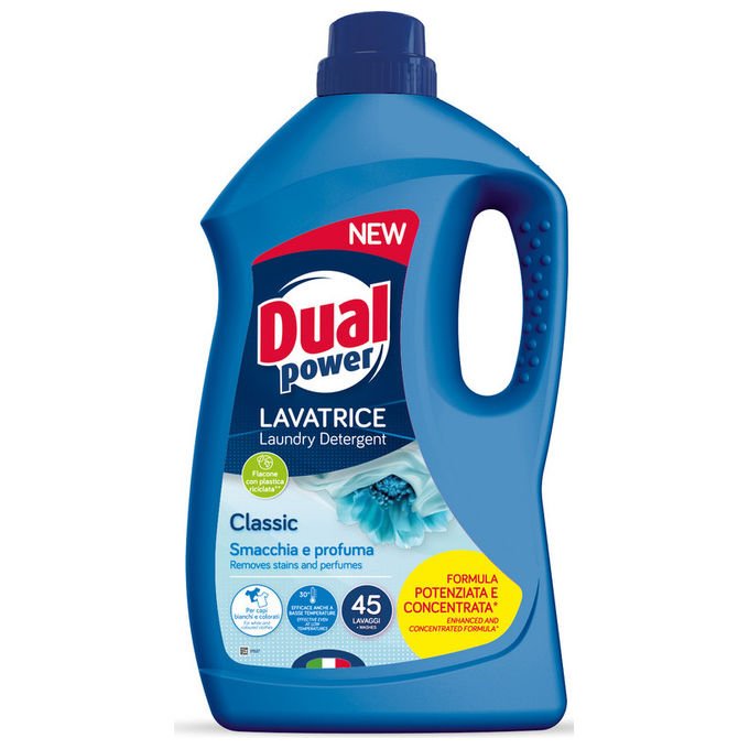 Dual Power, Detersivo Lavatrice Liquido Classico, 45 Lavaggi, 1.8 Litri