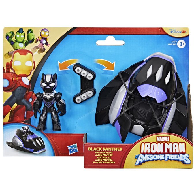 Hasbro Marvel Iron Man e Black Panther con Aereo Panther